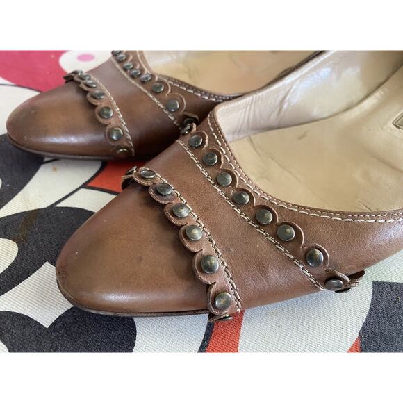 MANOLO BLAHNIK Leather Flats Made in Italy shoes 8-8.5 SEE PHOTOS measurements - Picture 6 of 13